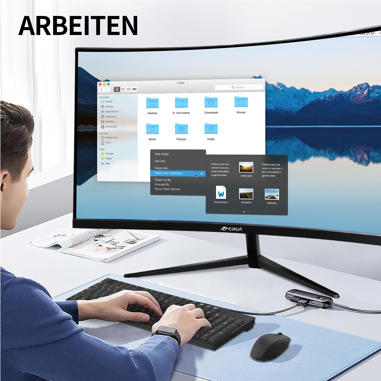 CRUA 32" 4K 60Hz UltraWide 3000R Curved 4K UHD Monitor - Immersive Gaming Experience with Refresh Rate, VA Panel, and Adptsync Premium | HDR10 | 100% sRGB | 3840x2160