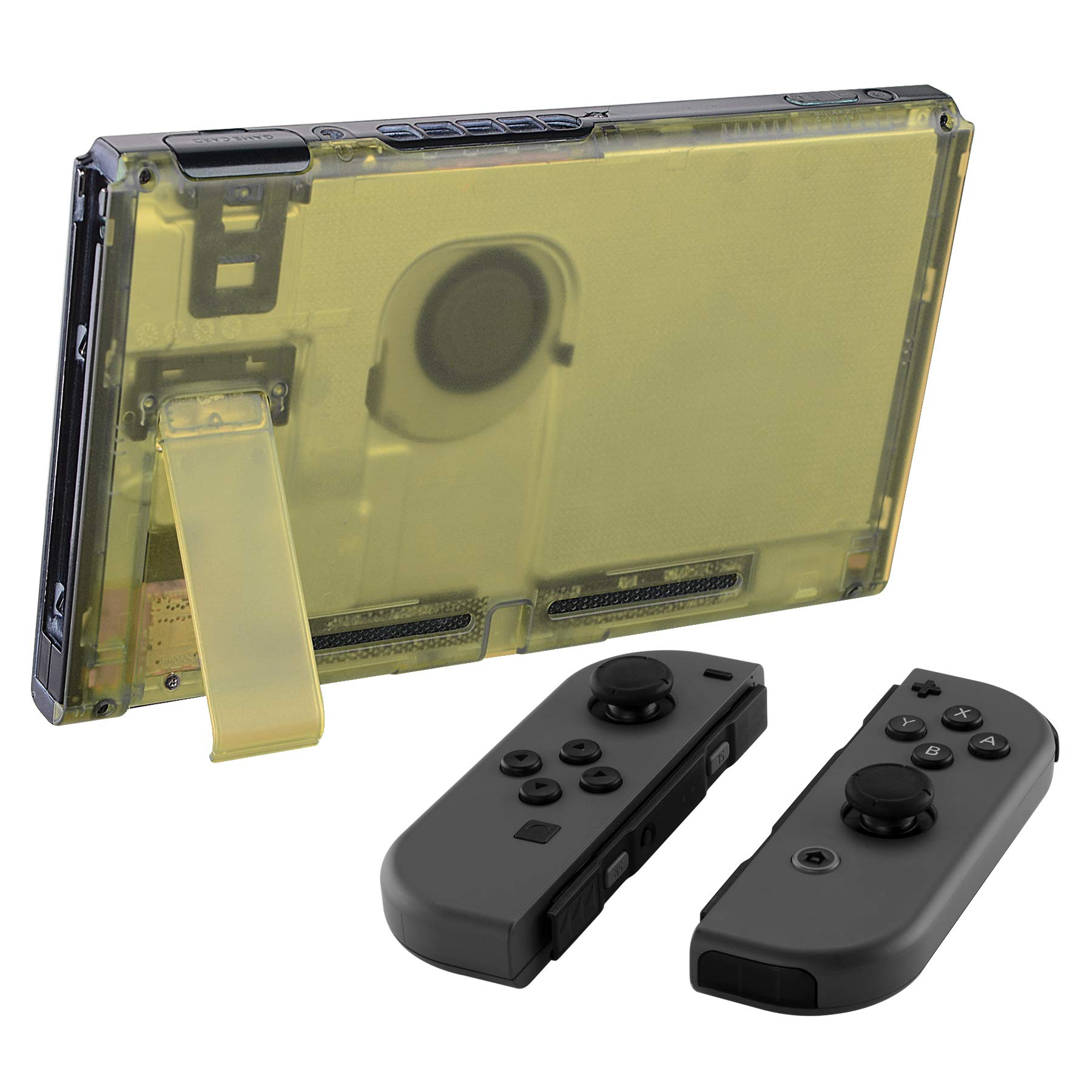eXtremeRate Cover Posteriore Scocca Ricambio per Nintendo Switch Console,Custodia DIY Shell Case Supporto Kickstand per Nintendo Switch(NON Include Console)-Trasparente Ambra