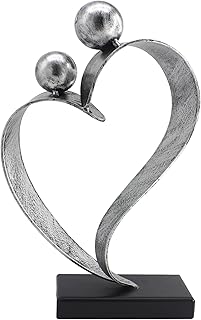 25th Wedding Anniversary Heart Gifts 25th Anniversary Love Gifts for Couple Wife Husband Iron Decorations Silver Wedding Gifts (Silver)