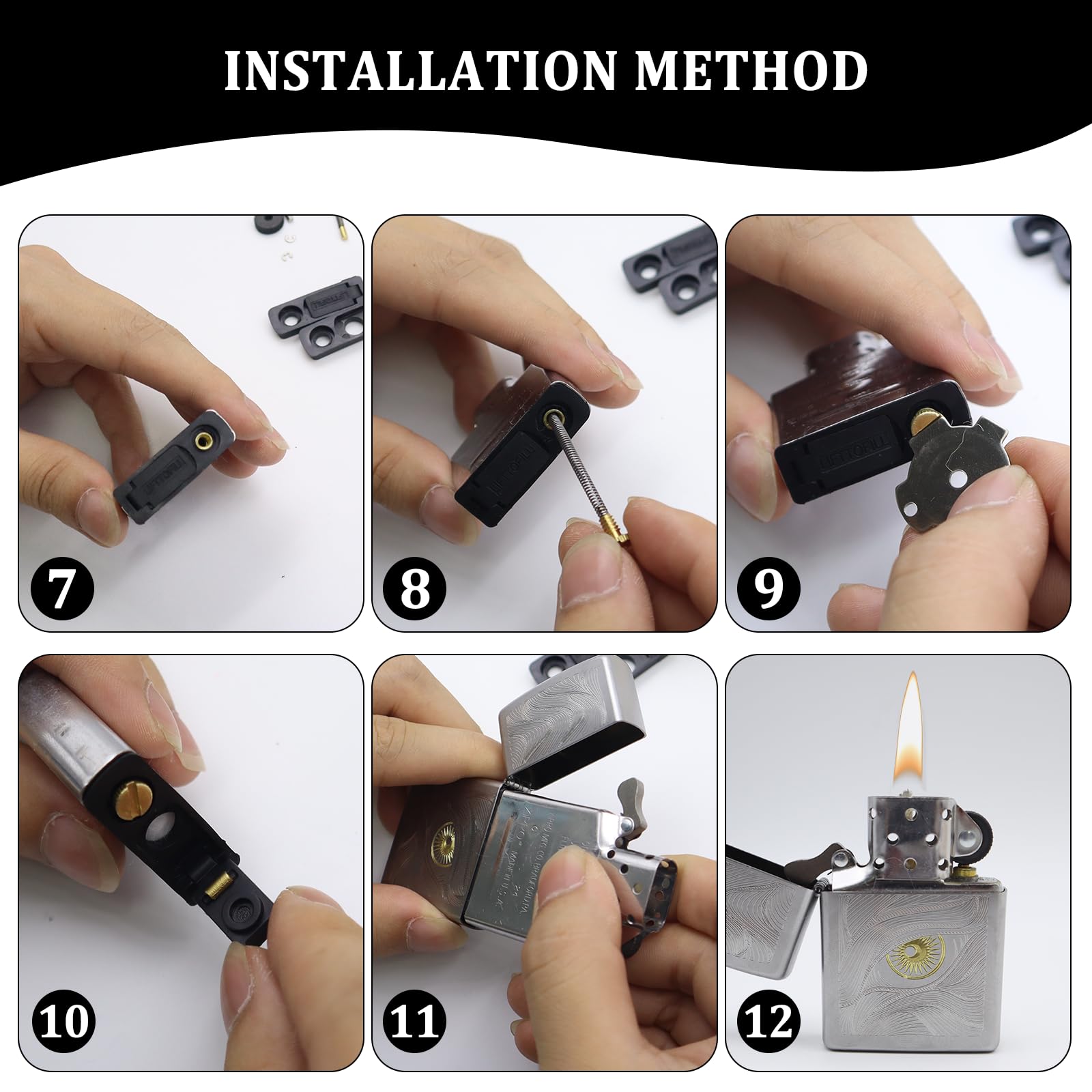Kit Riparazione Accendini A Benzina - 100 Pietrine, 50 Stoppini, Ovatta, Guarnizioni - Foto 8