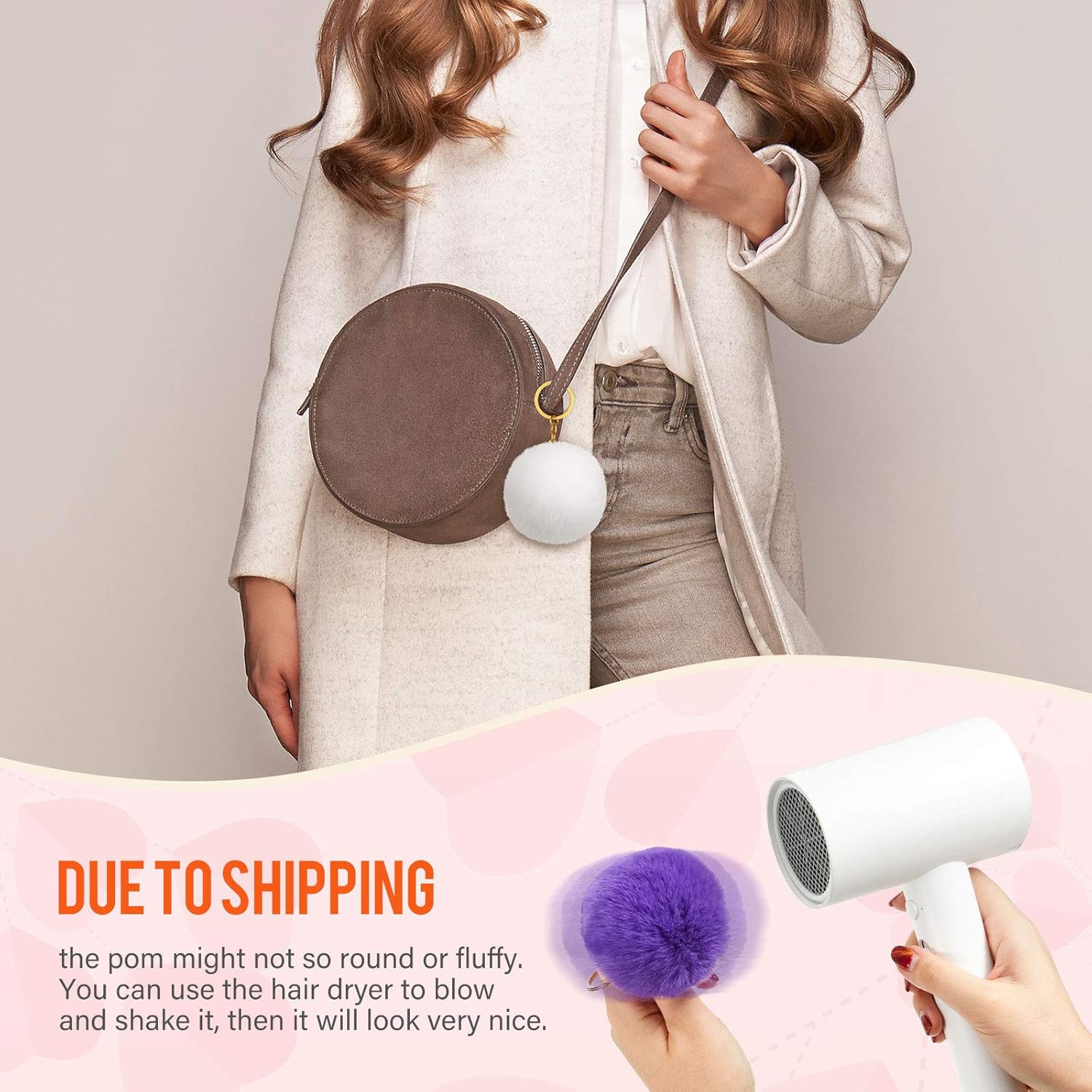 Hicarer 36 Pom Pom Keychains Faux Rabbit Fur Pompoms Keyring Pompom Keychain, 2.4 Inch - Image 4