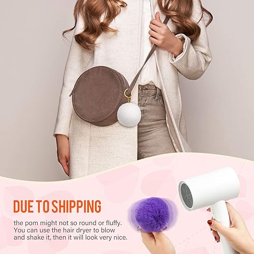 Miniatura 4 de Hicarer Llavero con 36 pompones de piel sintética de conejo (3 pulgadas), Se muestra como la imagen