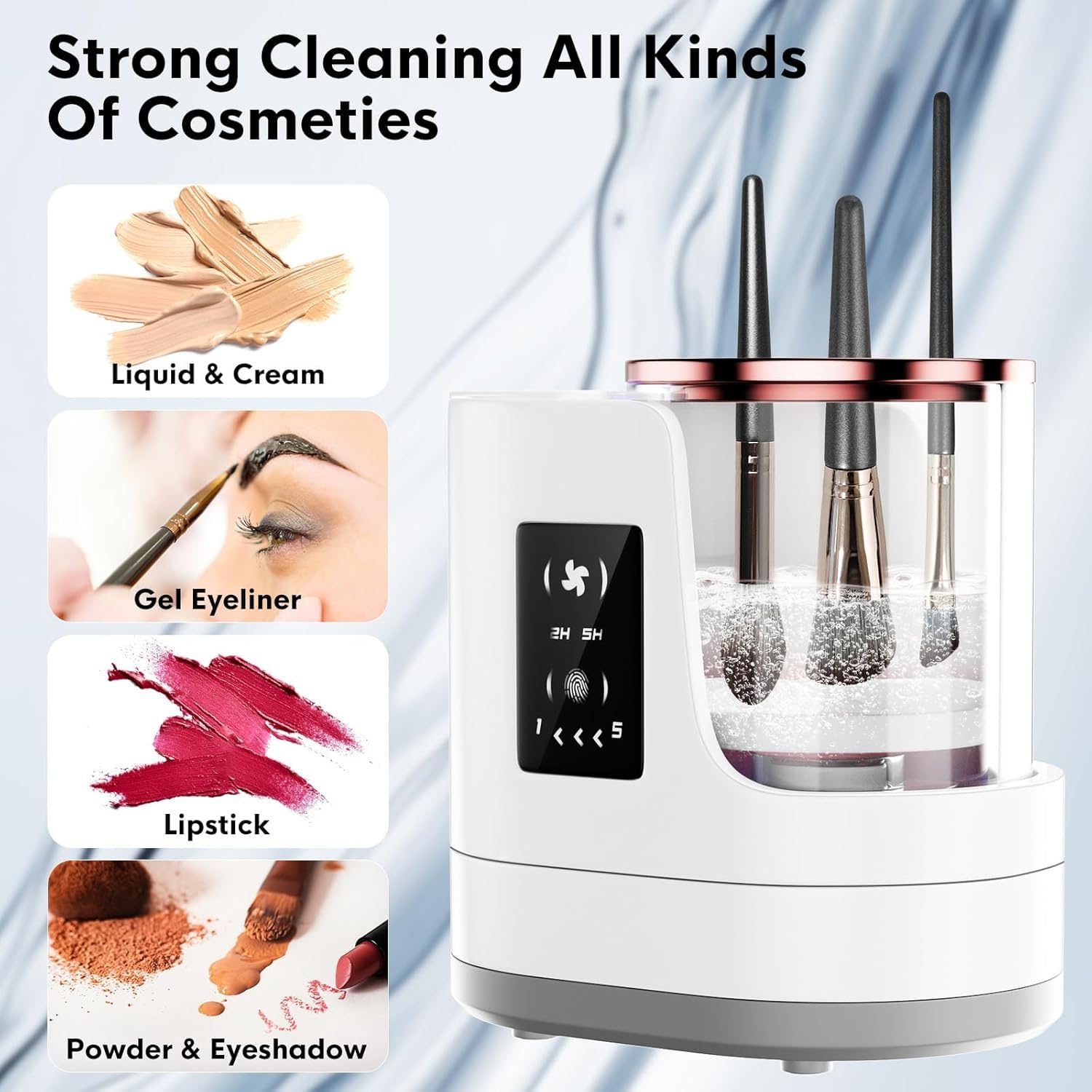 Pulitore elettrico 3 in 1 per pennelli da trucco e asciugabiancheria, lavaggio e asciugatura rapida, si adatta a pennelli e spugne di tutte le dimensioni, strumento portatile per la cura della