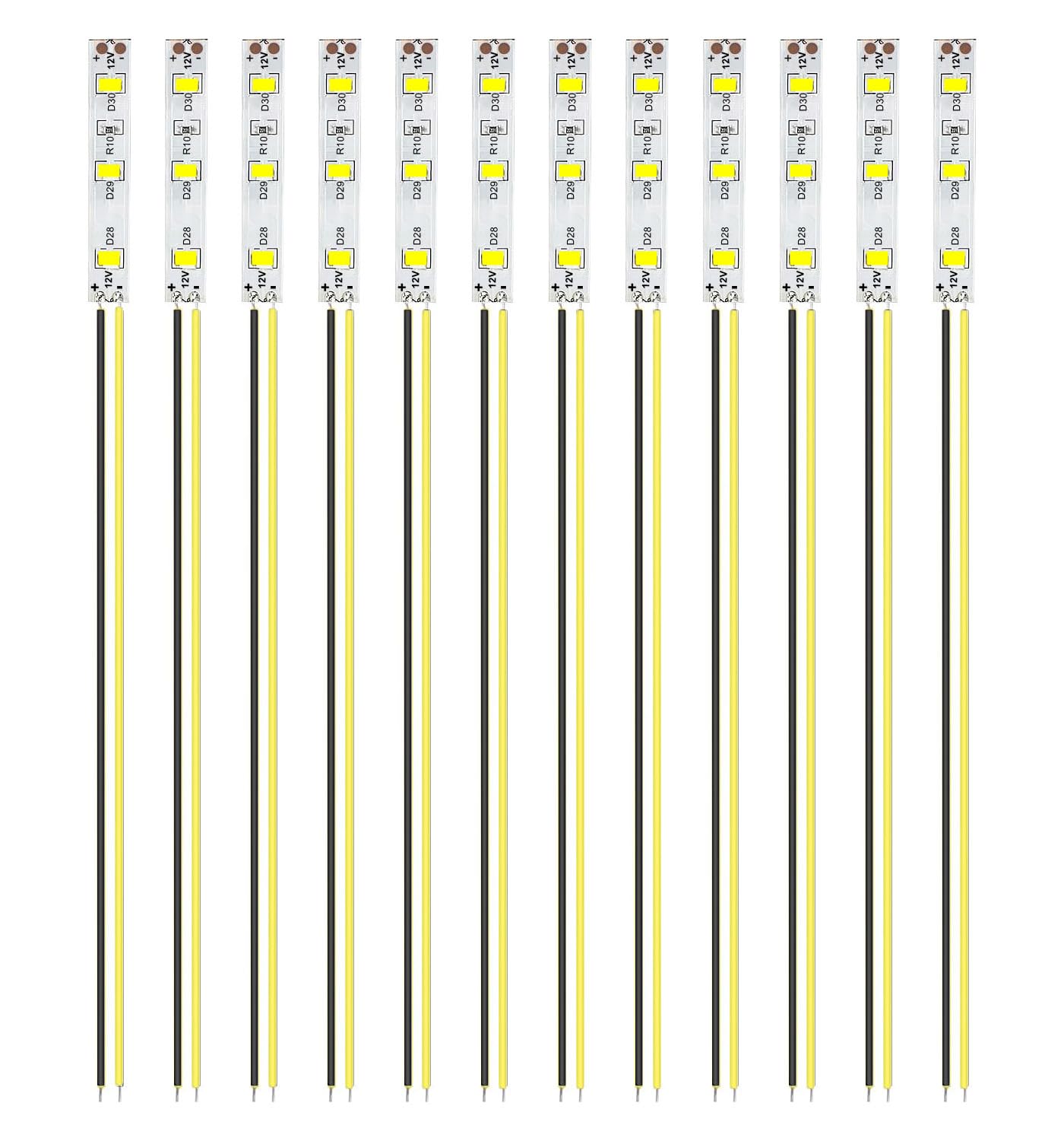 HUAZIZ 12 Stücke 50mm VorDrahtete Streifen, 2335 SMD LED, 12-18V LED Streifen, Modellbau Beleuchtung, Gelb