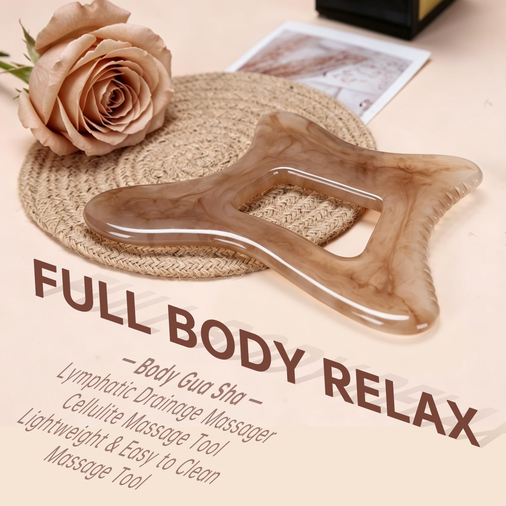 Gua Sha do masażu ciała z naturalnej żywicy, narzędzie do masażu powięzi - antycellulitowy, drenaż limfatyczny i twardość skóry, Gua Sha - do twarzy, nóg i pleców