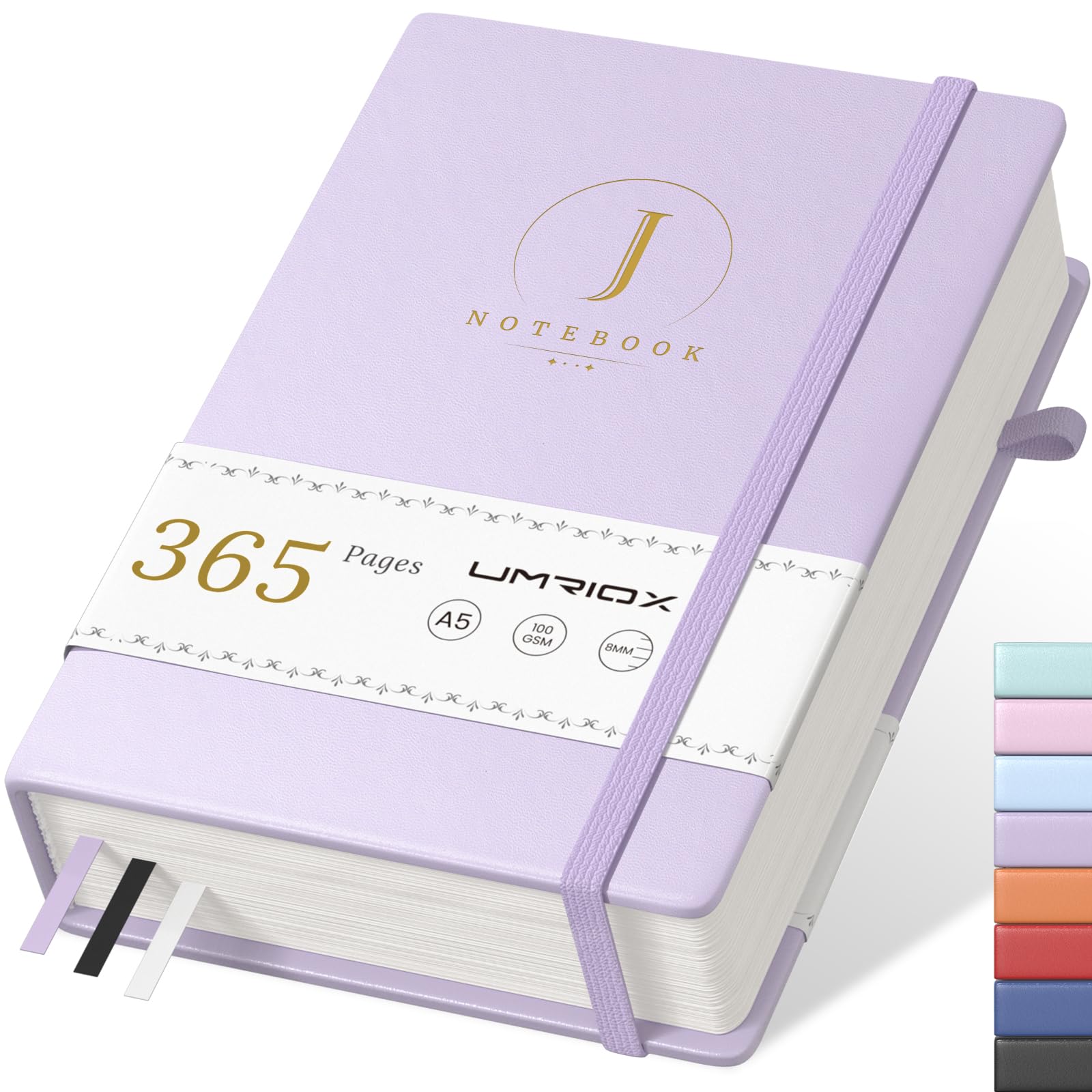 Umriox Thick A5 Lined Notebook, 365 Pages Ruled Notebook Journal with 100gsm Paper, Inner Pocket