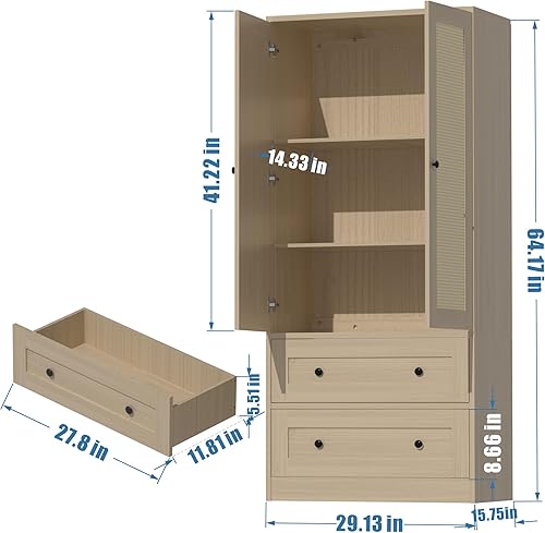 Miniatura 9 de Anystyle Gabinete de despensa de 2 puertas, armario de almacenamiento negro con estante ajustable, despensa de almacenamiento de cocina para sala de