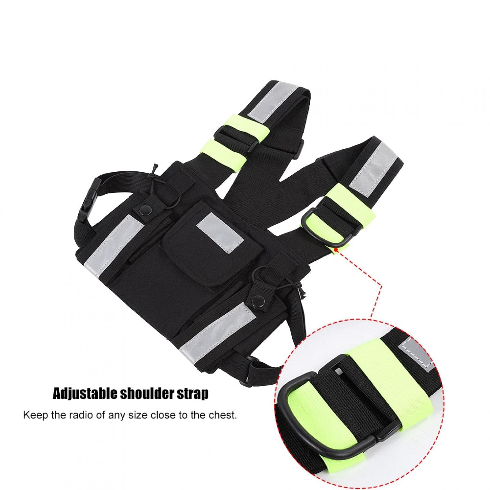 Gilet walkie-talkie, confezione imbracatura pettorale, confezione frontale imbracatura pettorale, imbracatura tattica riflettente gialla TYT Radio Confezione frontale gilet borsa pettorale per walkie-