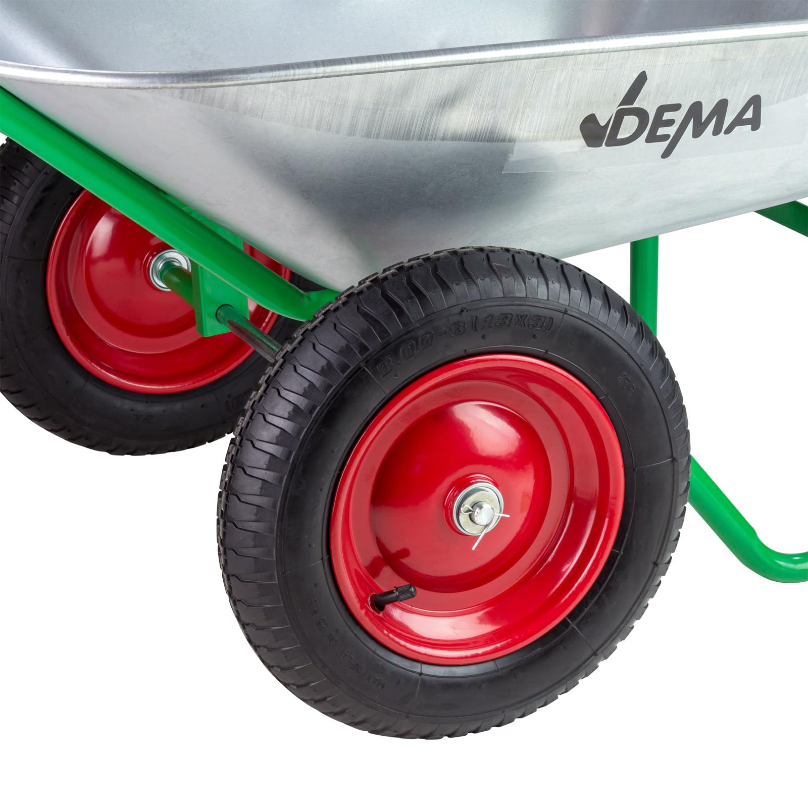 DEMA Stahl Schubkarre Duo – 2-Rad Gartenschubkarre, Robuste Schubkarre für Gartenarbeit, Transport und Baustellen