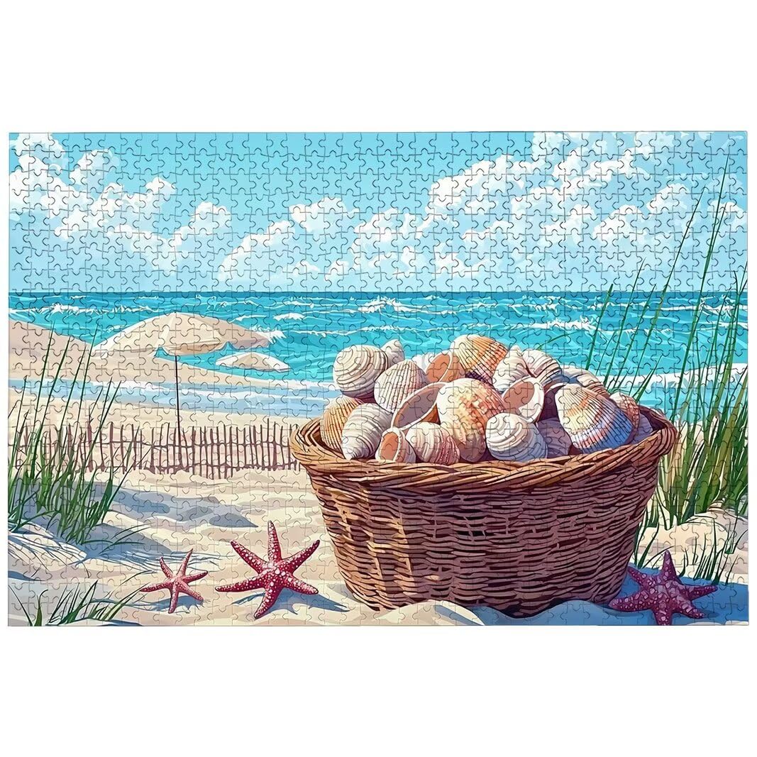 Puzzle 5000 Pezzi Arte per Adulti e Ragazzi, Puzzle Spiaggia in Legno per Adulti, Puzzles 5000 Pezzi Paesaggi Impegnativo per Tutta la Famiglia, Puzzles con Scatola per Decorazioni Casa, Regalo, -7295