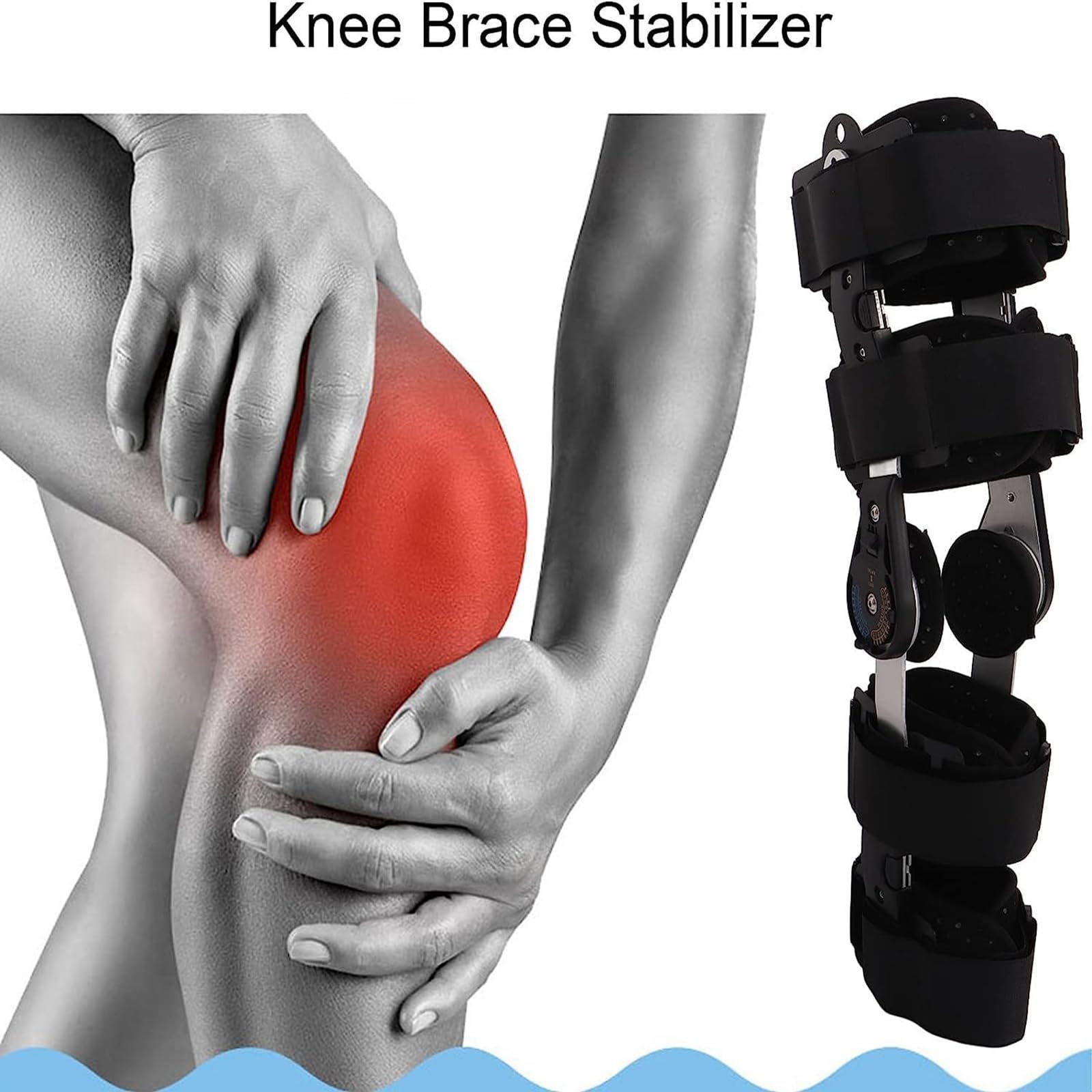 Ortesis de rodilla,Inmovilizador de rodilla con bisagras, ortesis para lesiones de ACL, PCL, soporte ortopédico médico postquirúrgico,Left side