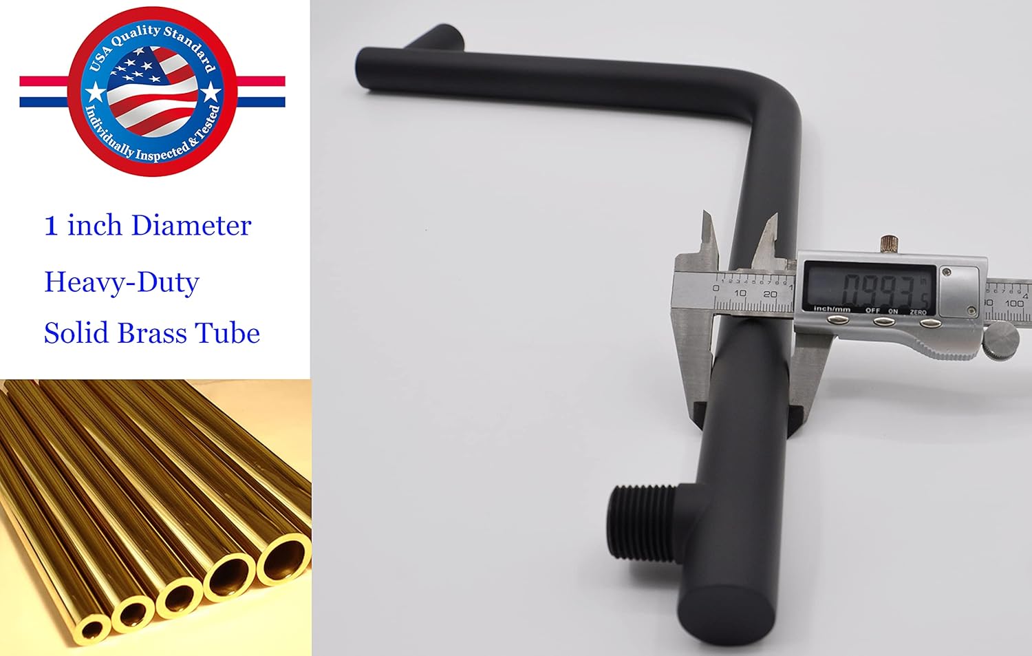 Aquaiaw High Rise Shower Arm and Flange, 12.6 inch, Solid Brass, Both Soldered 1/2 NPT Tapered Threads, Round, Matte Black, Gooseneck Raised Shower Head Arm W/Escutcheon, Wall Mount Shower Extension