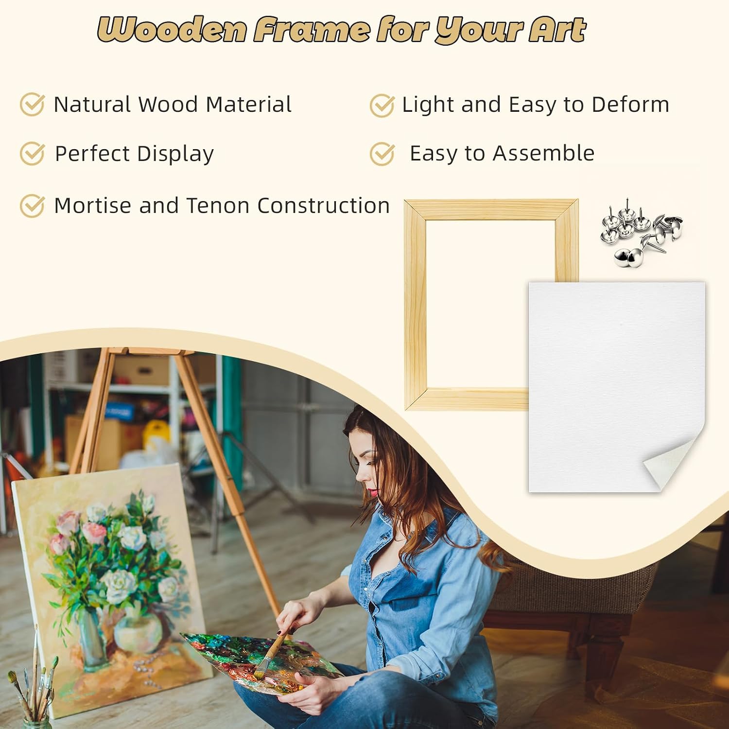 11"x14" DIY Stretcher Bars for Canvas Painting, Wood Canvas Frames Kit
