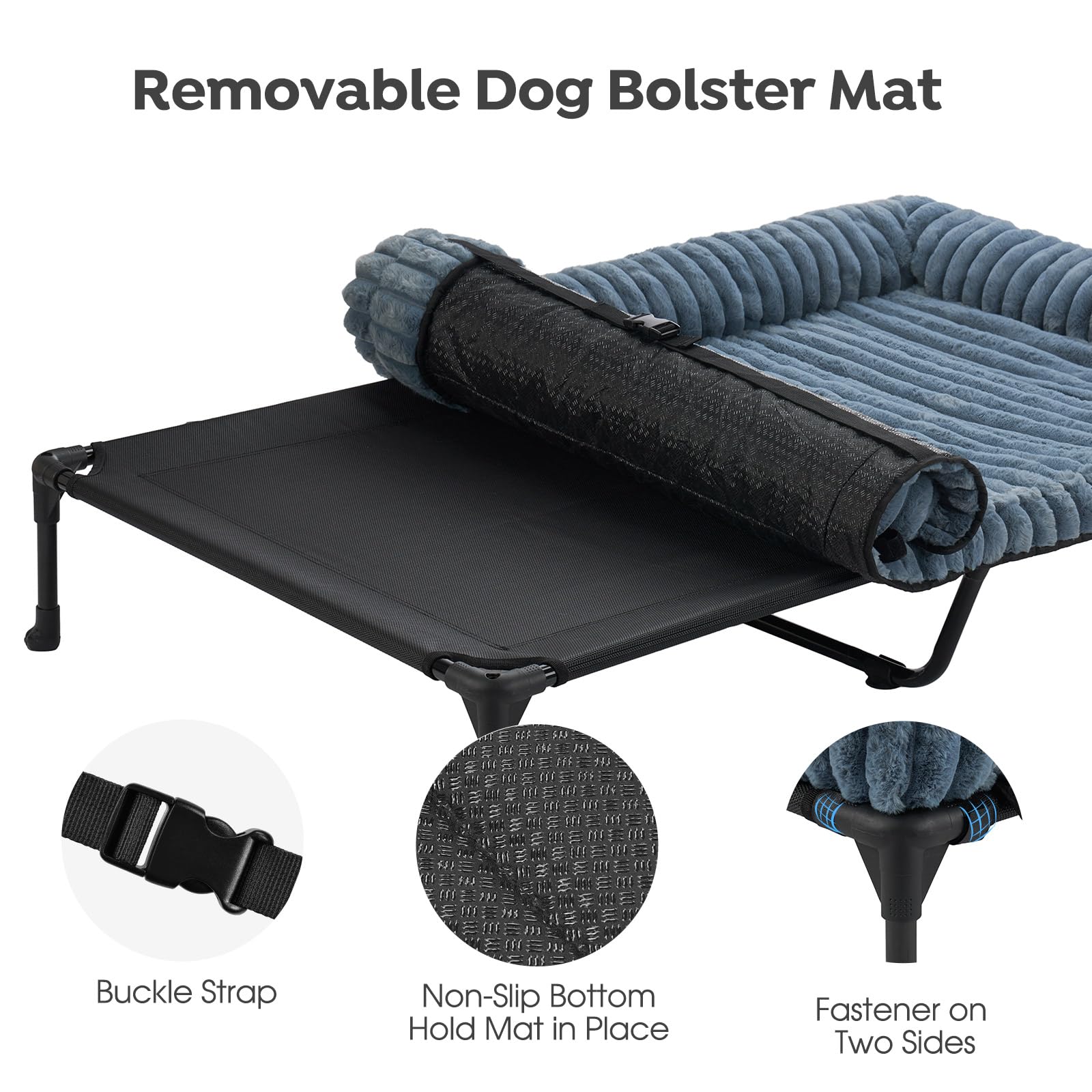 Veehoo Cooling Elevated Dog Bed With Fluffy Plush Bolster Cushion