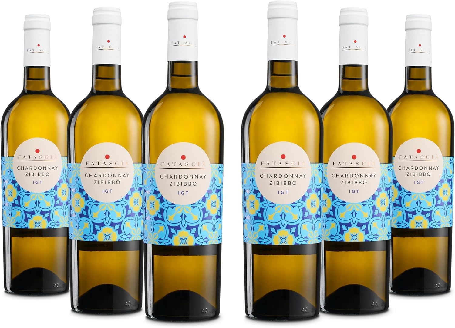 Fatascià Chardonnay Zibibbo Terre Siciliane IGT, Eleganter und Harmonischer Weißwein mit Noten Gelber Früchte, 13 % Vol., Karton mit 6 Flaschen mit jeweils 750 ml