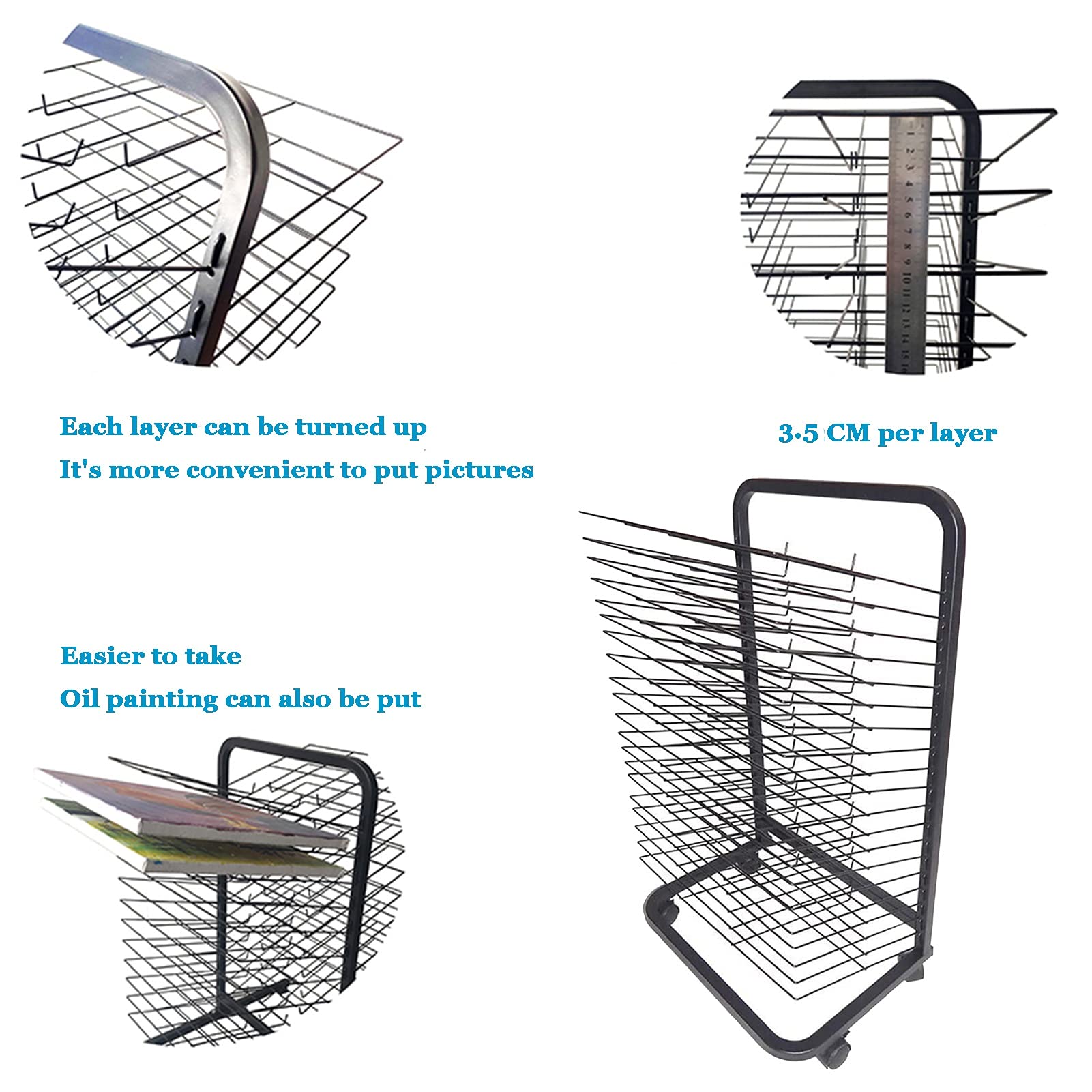 Support de séchage d'art, support de rangement pliable pour magazines et tableaux de peinture à l'huile, adapté aux écoles d'art et aux studios d'art, étagère de classe d'art Essential Easels (20 éta