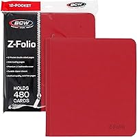 Vista 1 de BCW Z-Folio LX - Cartera con cremallera – Álbum de 12 bolsillos de cuero sintético rojo premium – Cremallera segura – Capacidad de 480 tarjetas