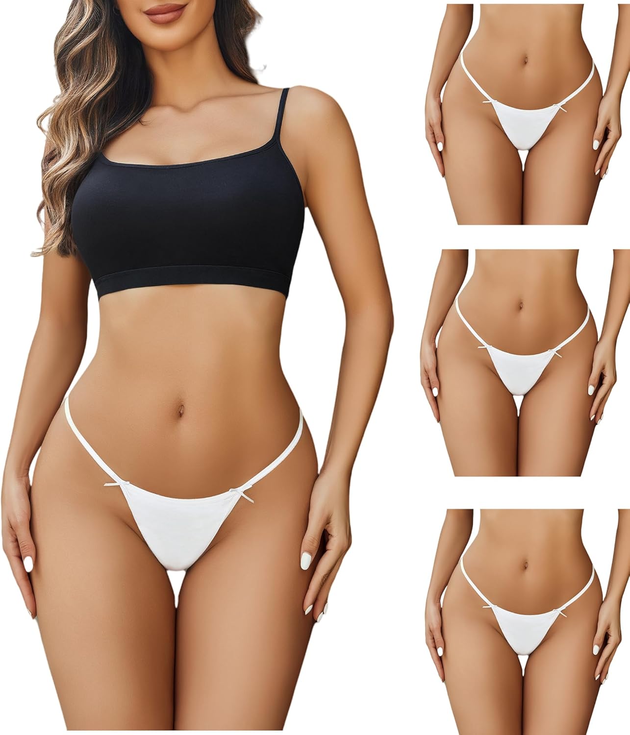 Avidlove G String Thongs for Women Cheeky Breathable Underwear Sexy No Show Panties 3 Pack