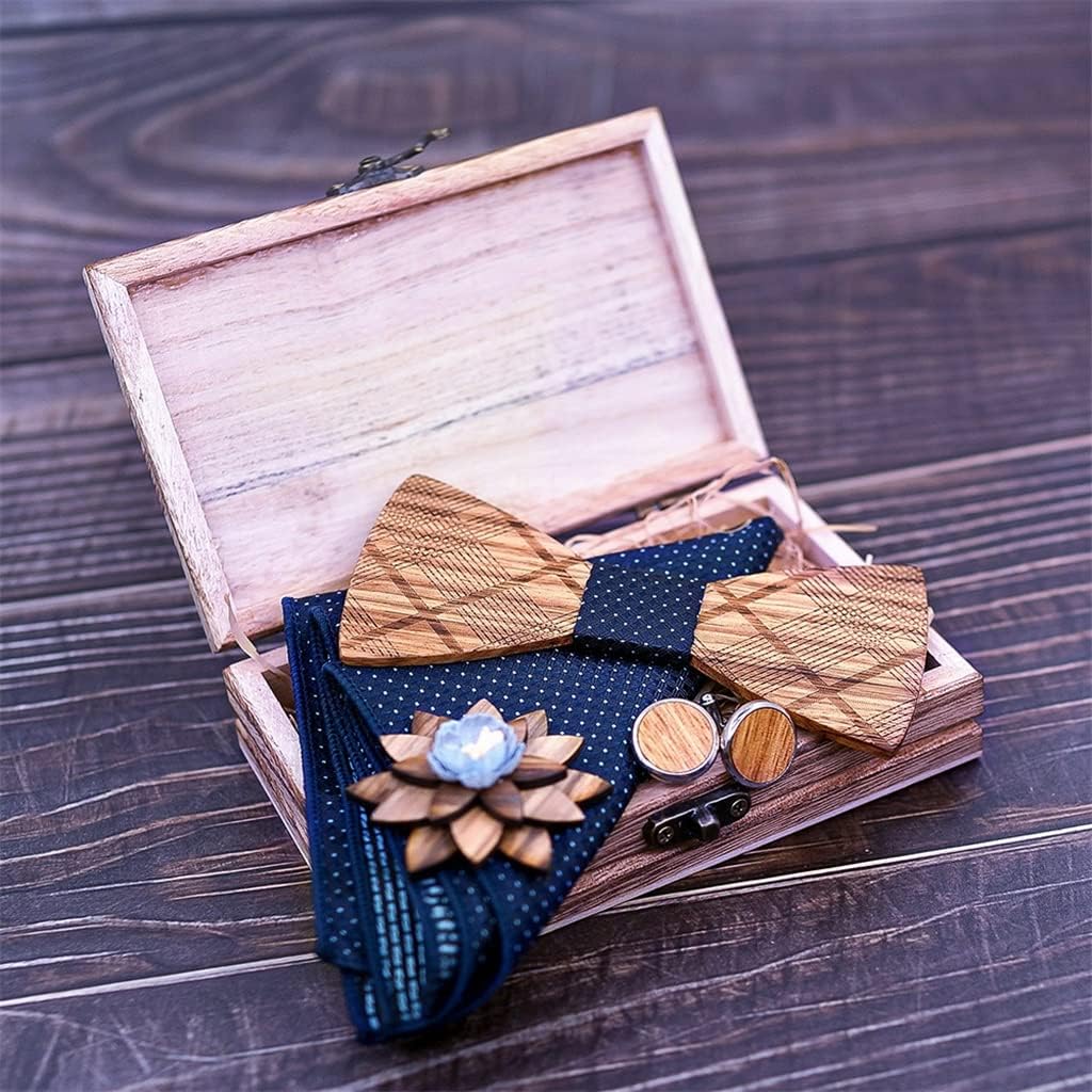 Solid wood bow tie set, European and men's accessories, wooden handmade