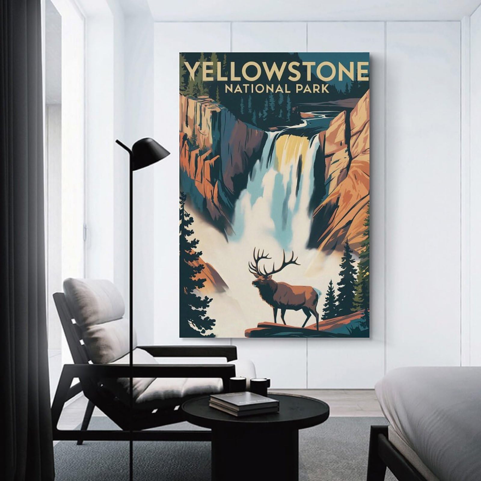 Junmoney Yellowstone National Park Vintage Home Decor Wall Art, 24x36inch(60x90cm), for Wall Displays, Bedrooms Or Room Updates, Ideal for Building A Coordinated Art Wall