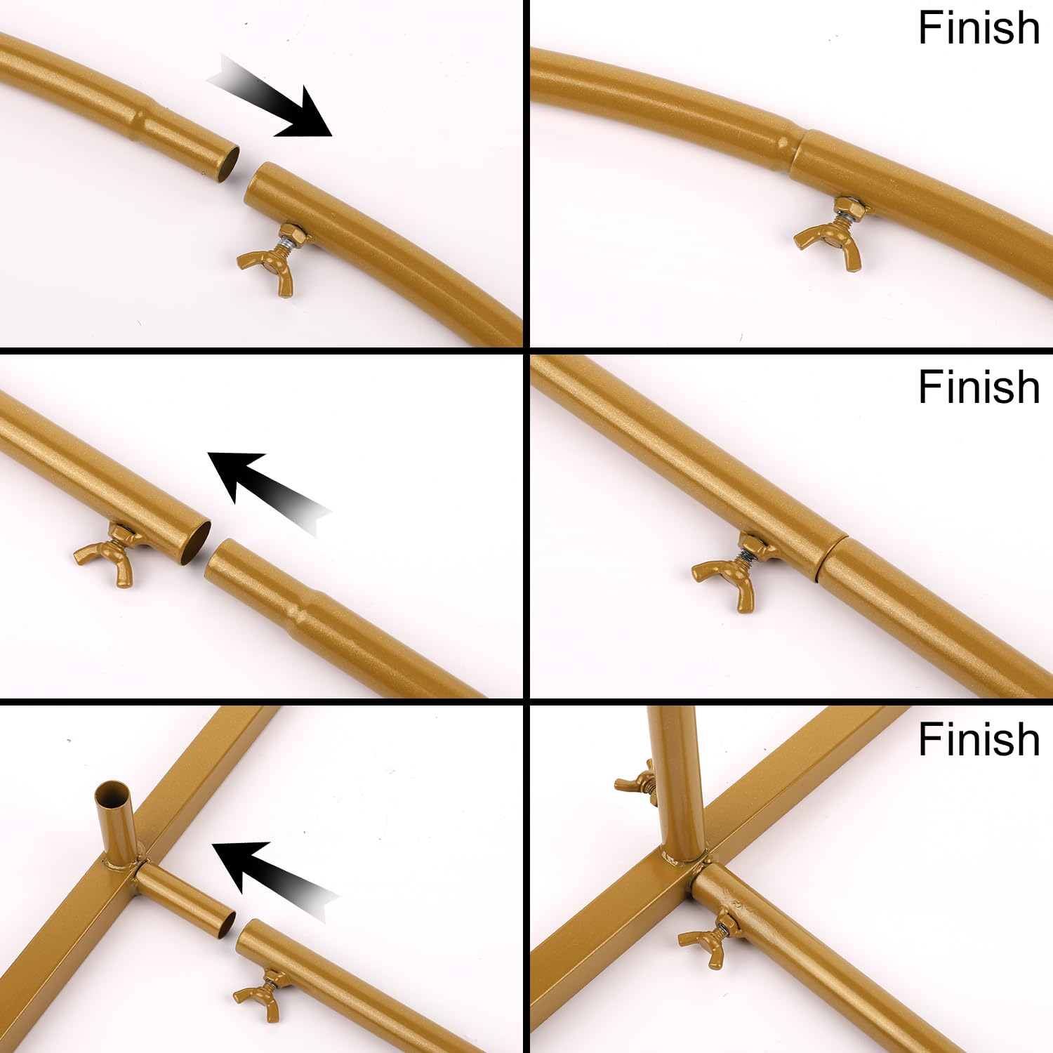 Arco Nuziale In Metallo Dorato - Altezza 2,2 M, Base Stabile, Per Decorazioni Feste, Matrimoni, Compleanni - 6