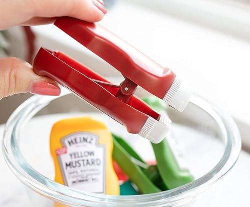 Miniatura 4 de Heinz - Juego de 3 clips para chips para botellas, incluye ketchup, mostaza, condimento, útil como decoración de cocina del hogar, abrazaderas de
