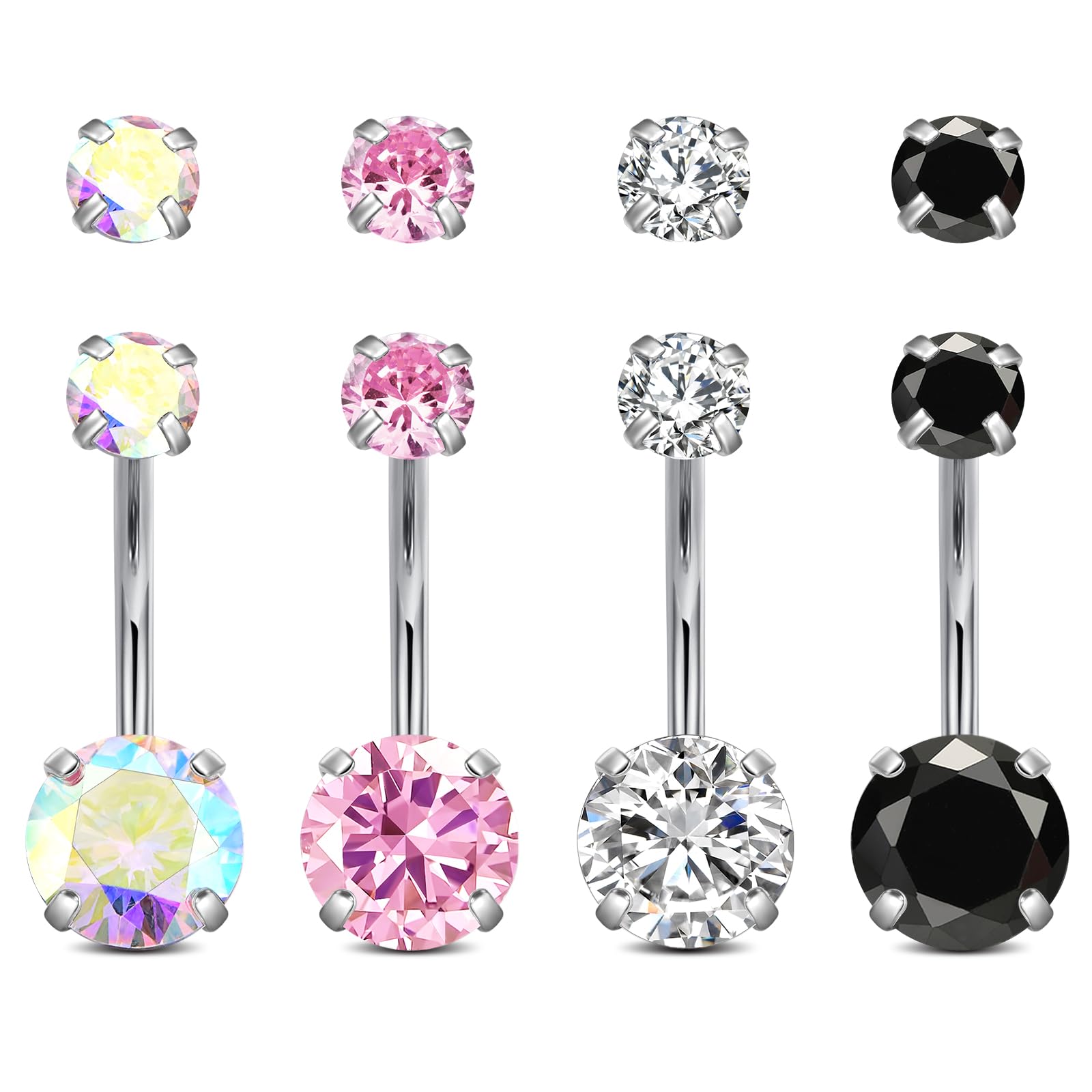 Longita 14G stal chirurgiczna, opal, koraliki diamentowe, piercing, pępek, pręty, zakrzywione, bananabelle, piercing do brzucha, 6 mm, 10 mm dla kobiet