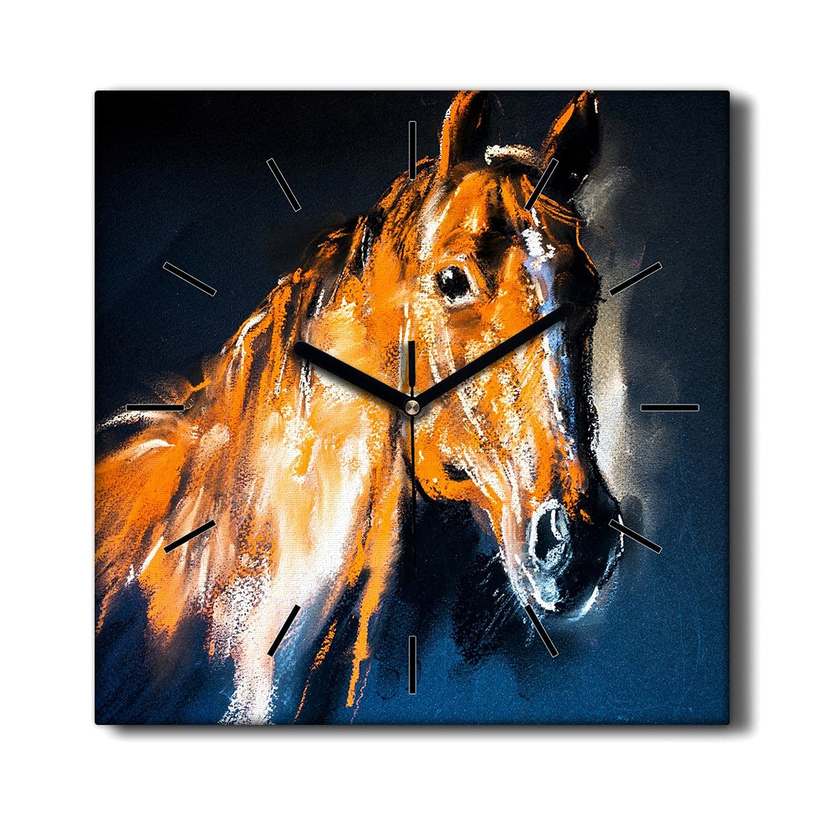 Horloge sans tic-tac Toile 30x30cm Déco Murale Salon
