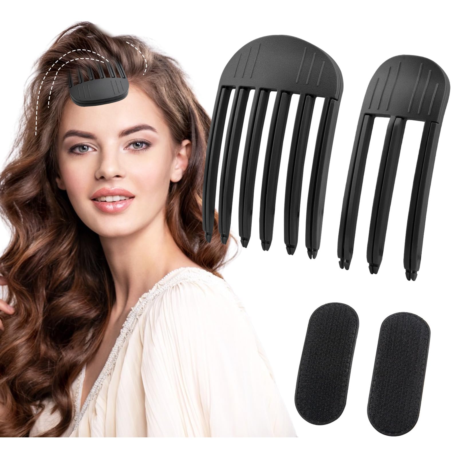 Clip Del Volume Della Radice,4 pezzi clip per radice capelli,Clip per Capelli per Sollevamento Radice,Volume per l'attaccatura dei capelli,Pettine Per Radici Volume Dei Capelli Ricci (Nero)