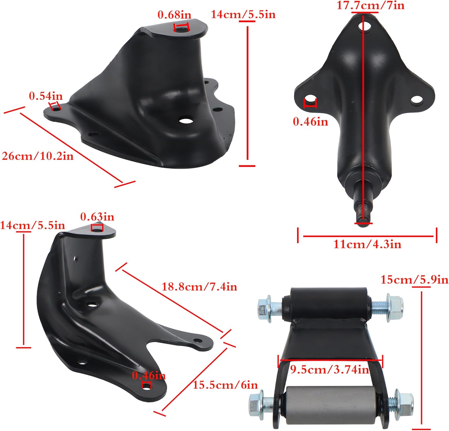 Rear Leaf Spring Rearward Shackle Hanger Kit Forward Hanger Bracket and Rear Shock Mount Bracket Replacement for Ford F150 1980-1996 F250 1980-1984