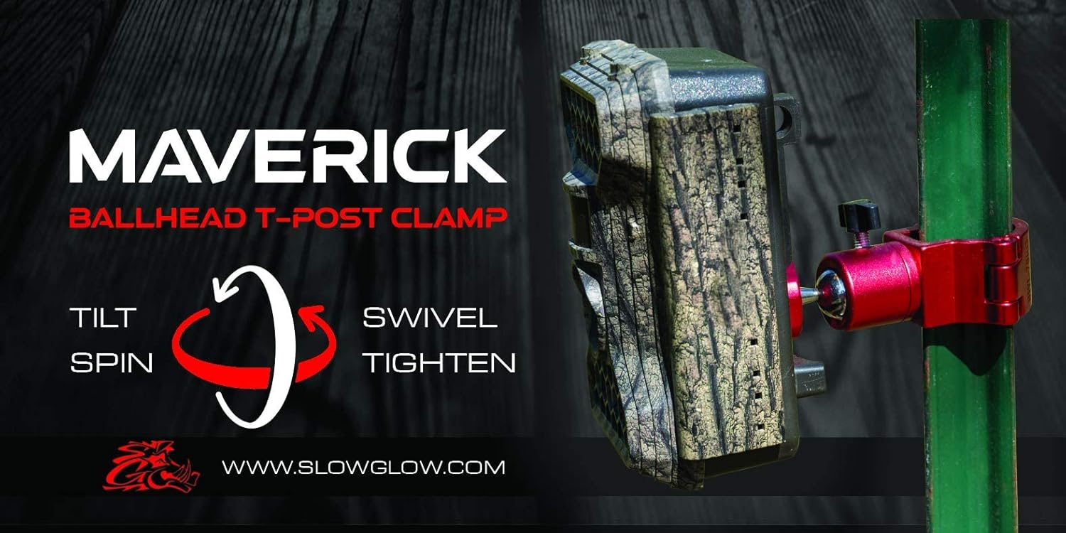 Slow Glow Maverick T-Post Camera Mount for Trail Cameras and Solar Panels 360° Adjustable Ball Head for the Perfect Angle