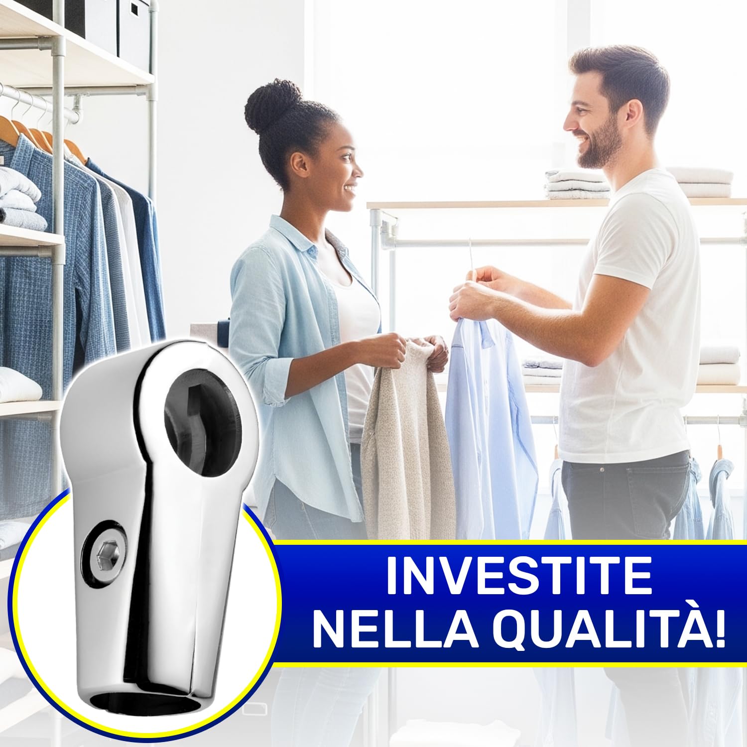 2 Pezzi Porta Tubo a Forma di T Ø25 x 84 mm è Cromato ed è Adatto per Struttura Cabina Armadio Componibile - Garanzia di 10 Anni - MONTERAL