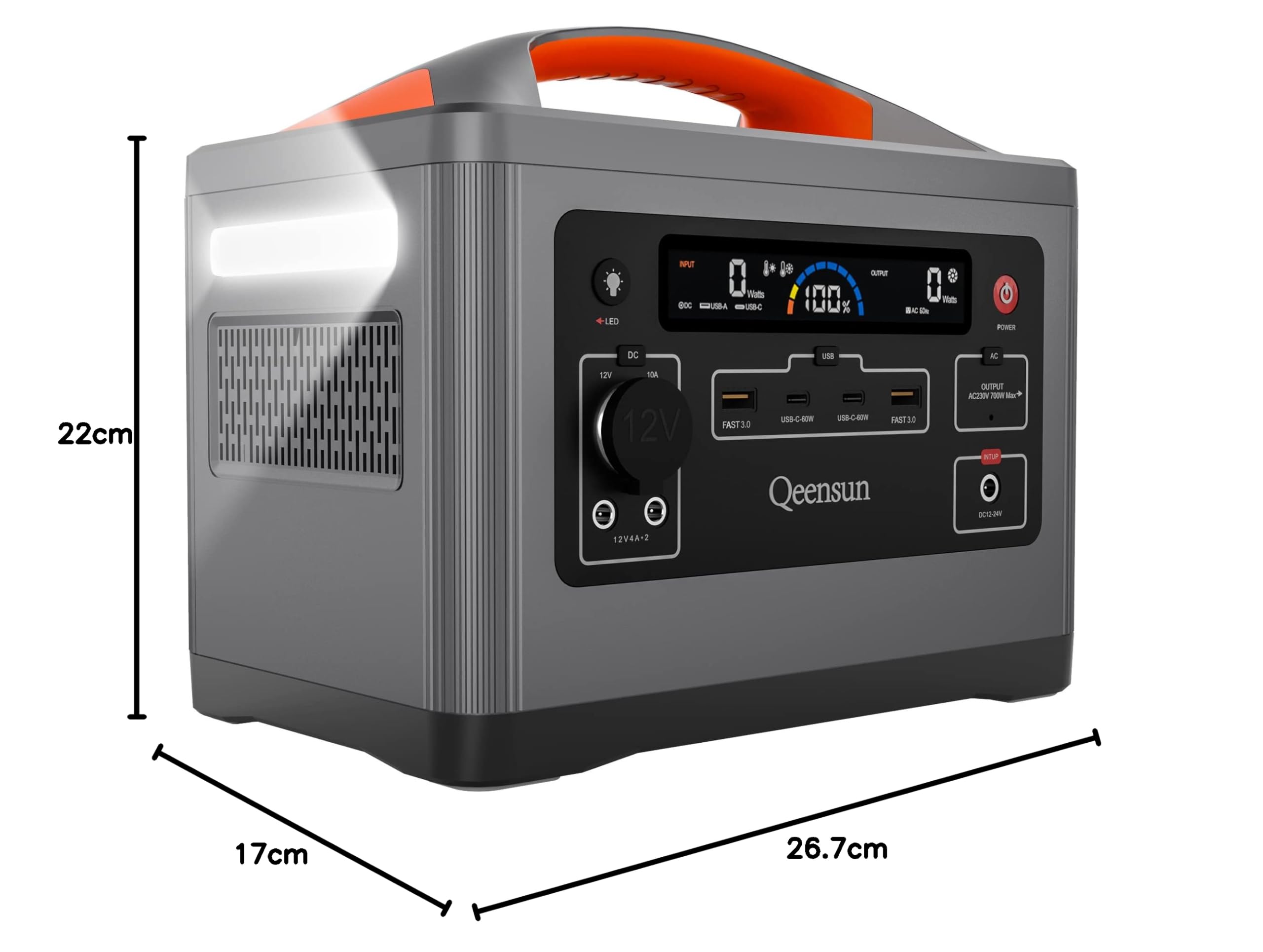 Przenośna stacja zasilająca, generator solarny 537,6 Wh z czystą falą sinusoidalną, mobilne zasilanie z LiFePO4, 700 W AC do zasilania awaryjnego, samochodu, na kemping, do domu (panel słoneczny)