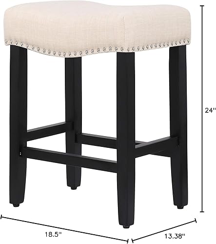 Miniatura 3 de WO Home Furniture - Taburete de mostrador de 24 pulgadas en 2 piezas, asiento de silla de montar sin espalda, taburete de mostrador con patas de