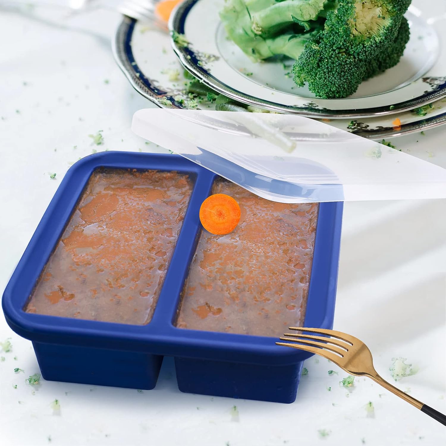 2 Cup Silicone Freezer Tray with Lid - 1 Pack - Make 2 Perfect 2-Cup Portions - Easy Release Molds for Food Storage & Freeze Soup, Broth, Stew or Sauce - Image 8