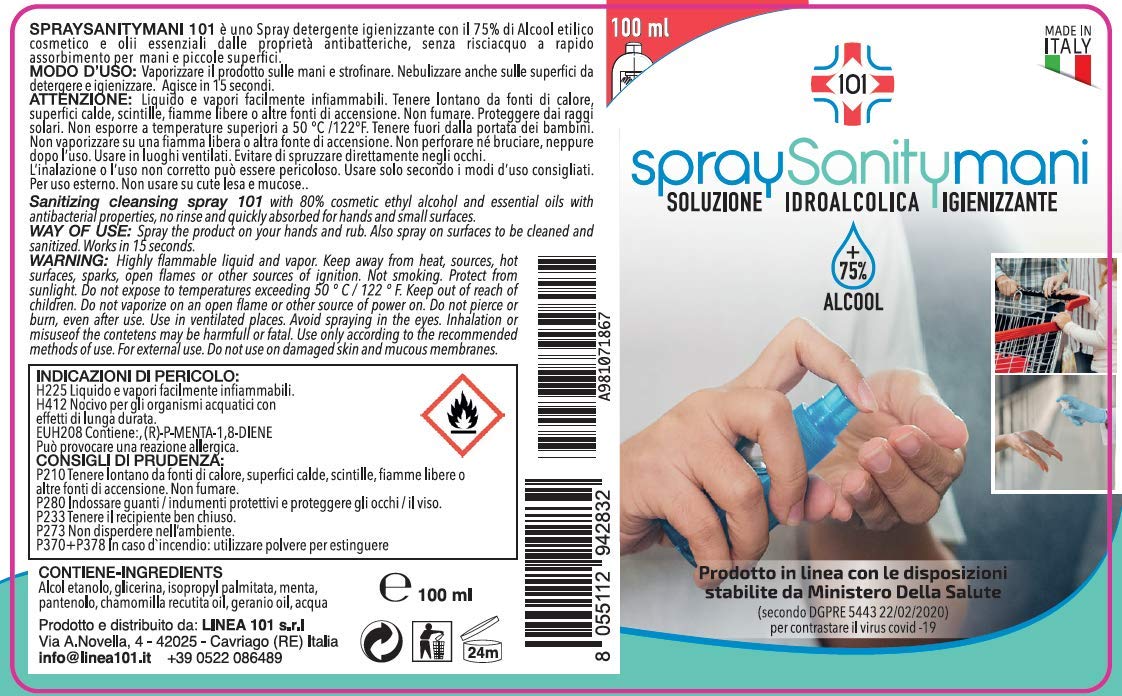 Sanity Spray Igienizzante Tascabile Mani E Oggetti 75% Alcool - 3 X 100 Ml