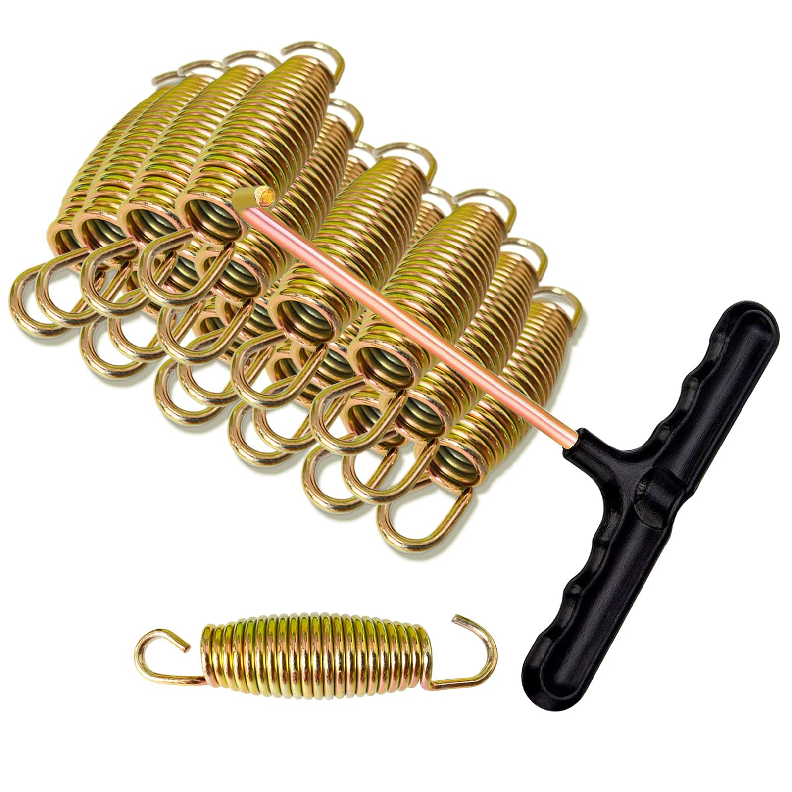 3.7'', 6.5'', 7'' Trampoline Springs,16pcs Heavy Duty Stainless Steel Replacement Trampoline Springs with T-Hook Tool Trampoline Accessories