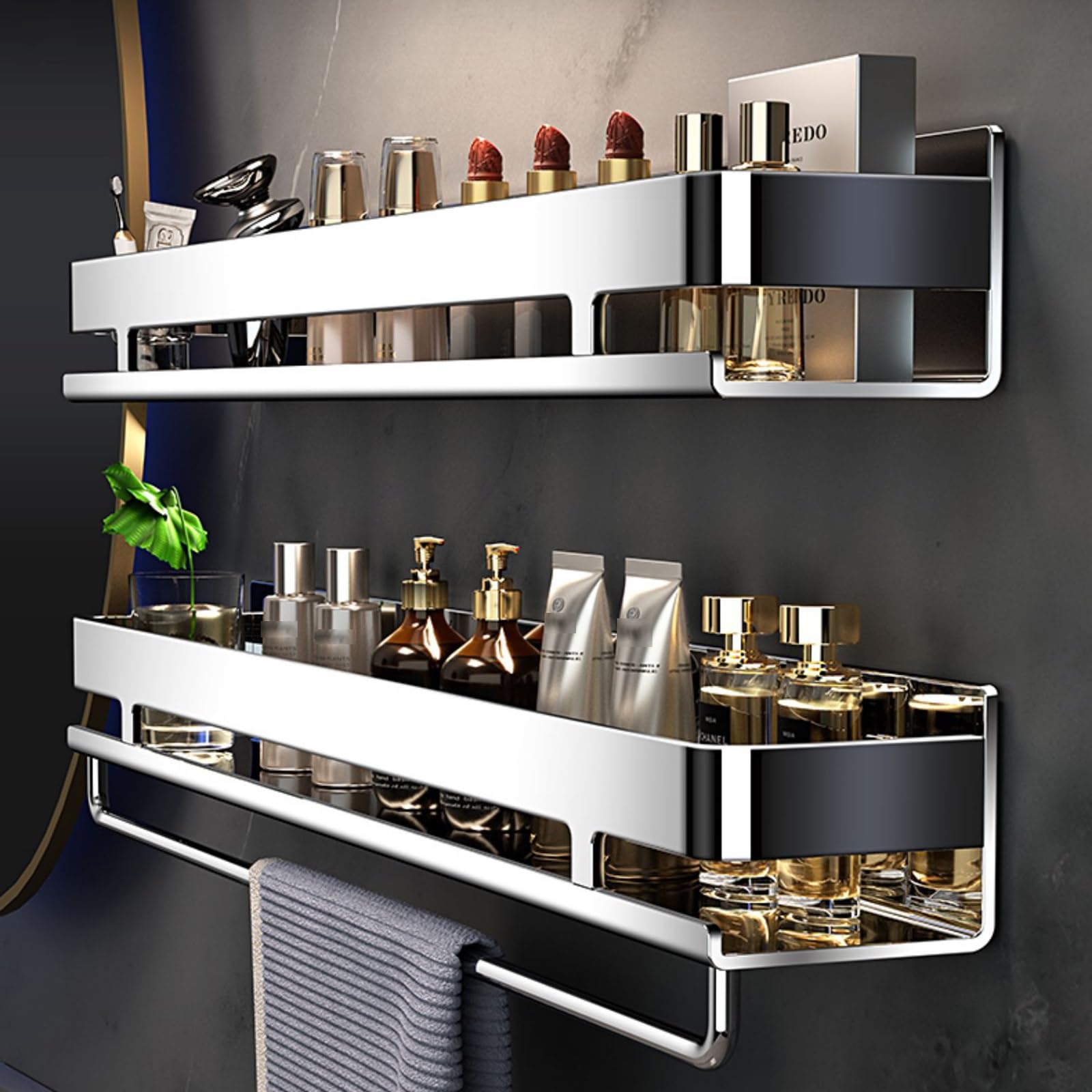 Shower Shelves Stainless Steel Bathroom Shower Caddy Wall Mounted Metal Bracket Larger Capacity Shower Organizers B-24in