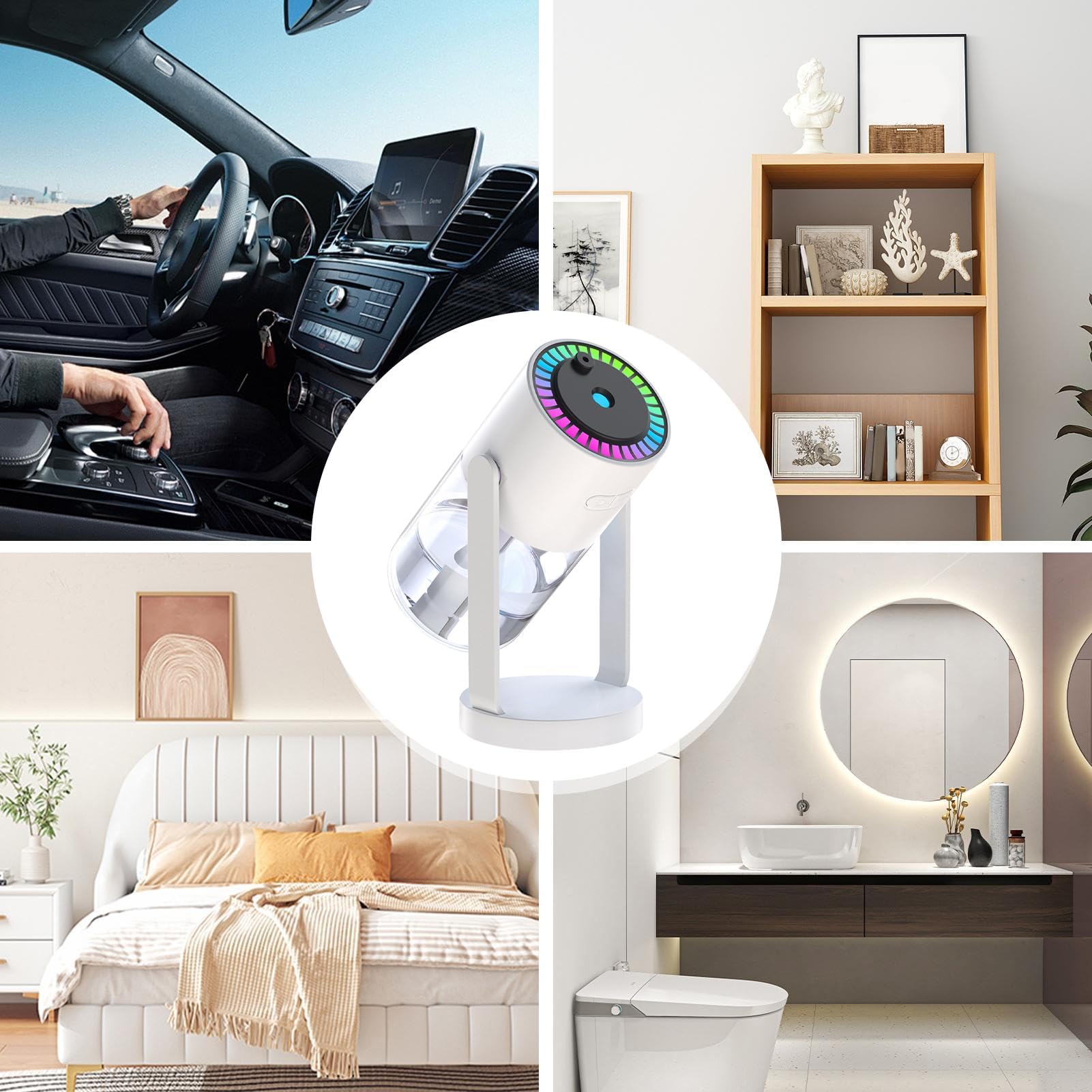 Umidificatore a nebbia fredda con diffusore di olio e luce d'atmosfera, elegante proiettore per asilo nido e casa, comoda soluzione di umidità per camera da letto e spazi familiari