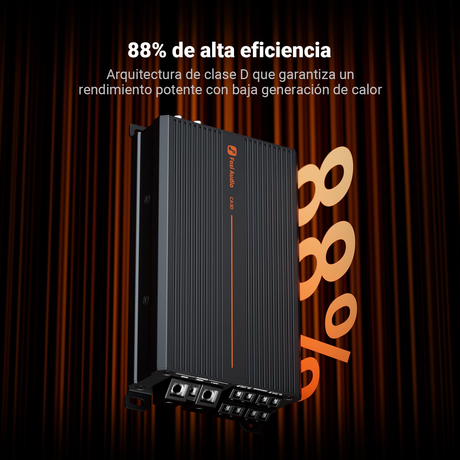 Fosi Audio CA30 Amplificador para Coche de 4 Canales Clase D,Crossover Independiente RCA/Entrada de Alto Nivel,100Wx4@4Ω/320W en Puente,Mini Amp HiFi de Bajo Ruido para Sistema de Audio para Vehículos