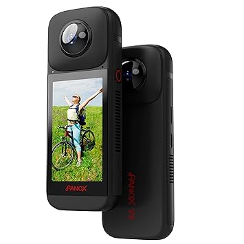 PANOX V2 360 Camera for Motorcycle - 72MP Photo, 5.7K Video, 4K Live 360 Camera, GPS Panorama, Android 10 OS, AI Editing, Stabilization, and Multi-Platform Live Streaming