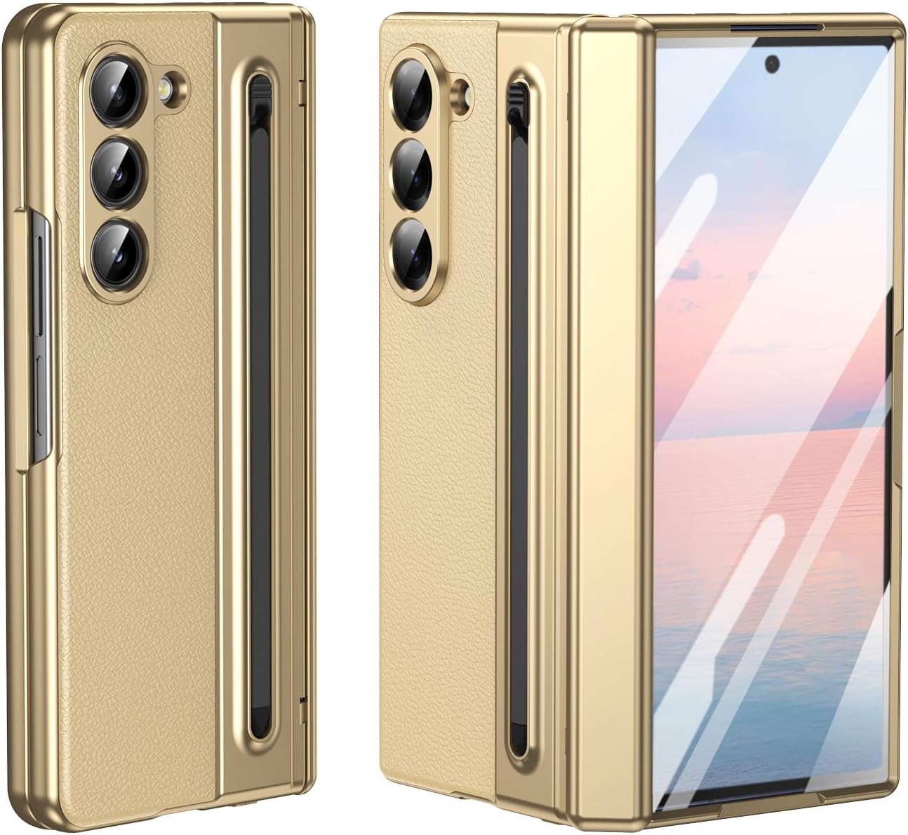 Hybird Shockproof Back Cover Case for Samsung Galaxy Z Fold 5 5G | Hing | S Pen Holder | Leather Hard Back Cover Case for Samsung Galaxy Z Fold5 5G-image-14