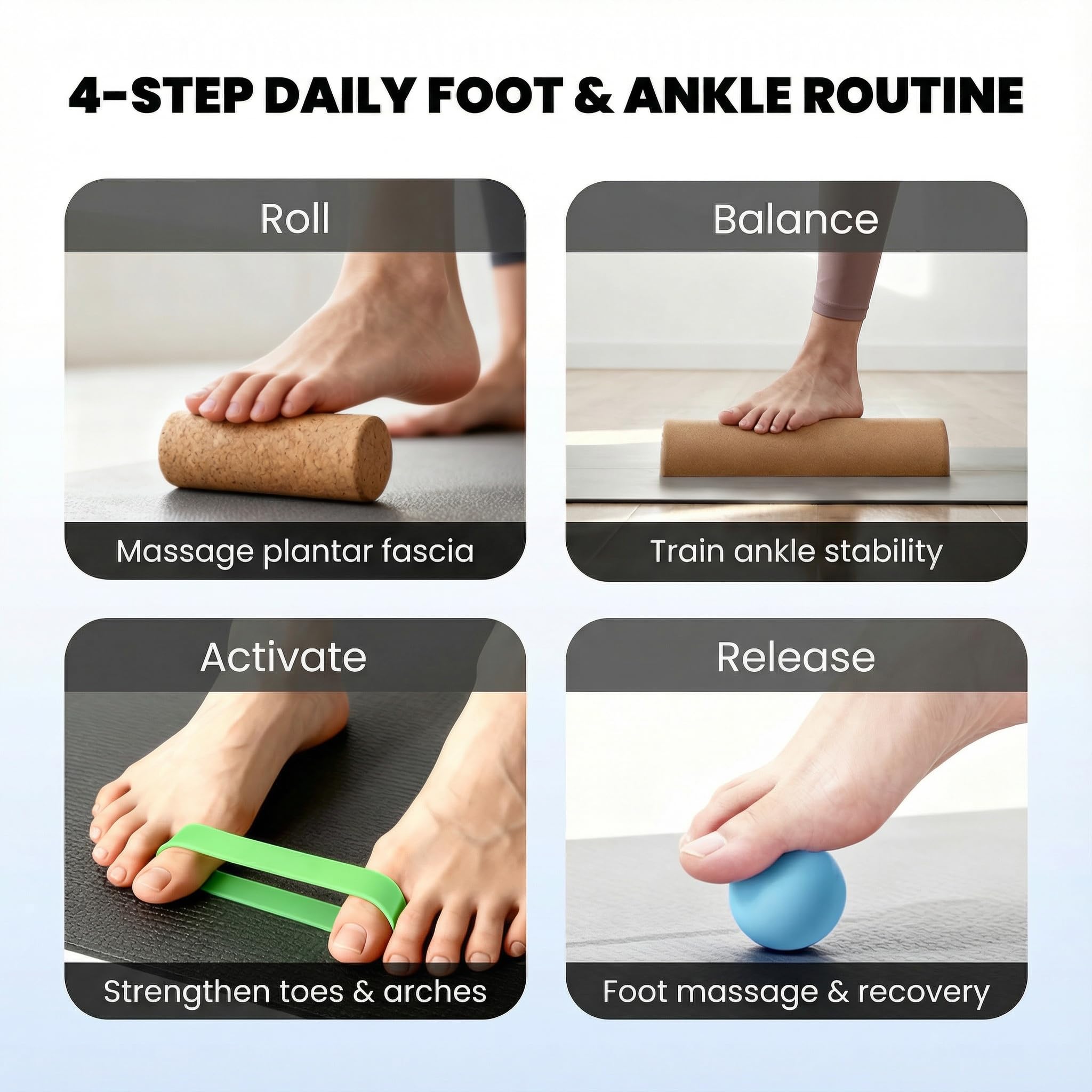 Kurk Balance Board - Voettrainer met Massagebal en Weerstandsbanden