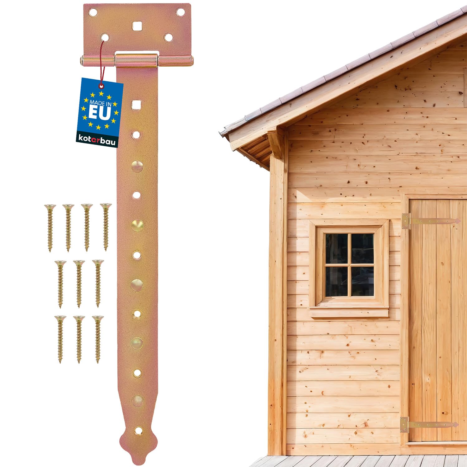 KOTARBAU® T Gate Hinge 350 mm (13.78 in) Wooden Gate Door Hinges Shutter Hinges Door Hinge Galvanised Yellow