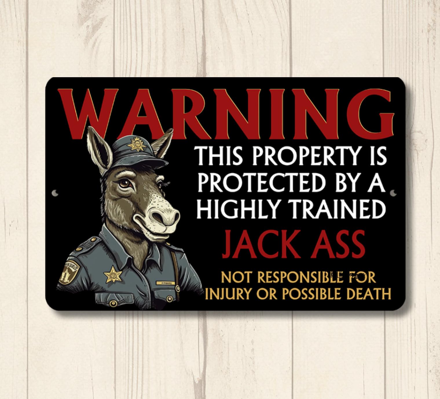 Donkey Security Sign property protected jack ass guard yard warning metal tin home decor