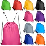 Drawstring Backpack Bulk 50 Pcs 10 Colors Nylon Draw String Back Bag for Gift Bag for Men Women