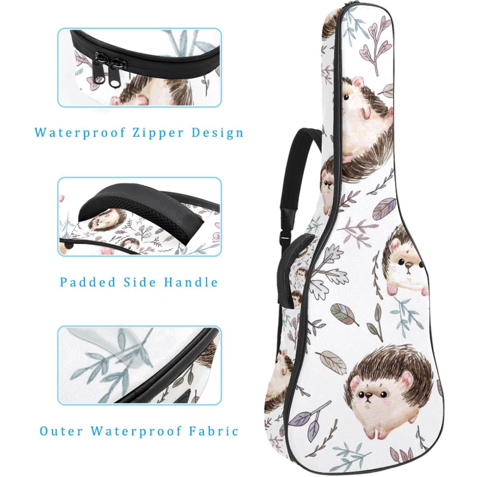 Torba na gitarę akustyczną wodoodporny plecak na gitarę grubo miękko wyściełany jeż klasyczna obudowa na gitarę, wielobarwny, 42.9x16.9x4.7 in, Organizer do torby