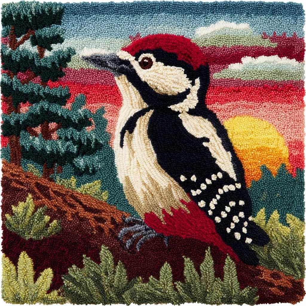 Henypt Latch Hook Cushion Kits Scenery and Birds