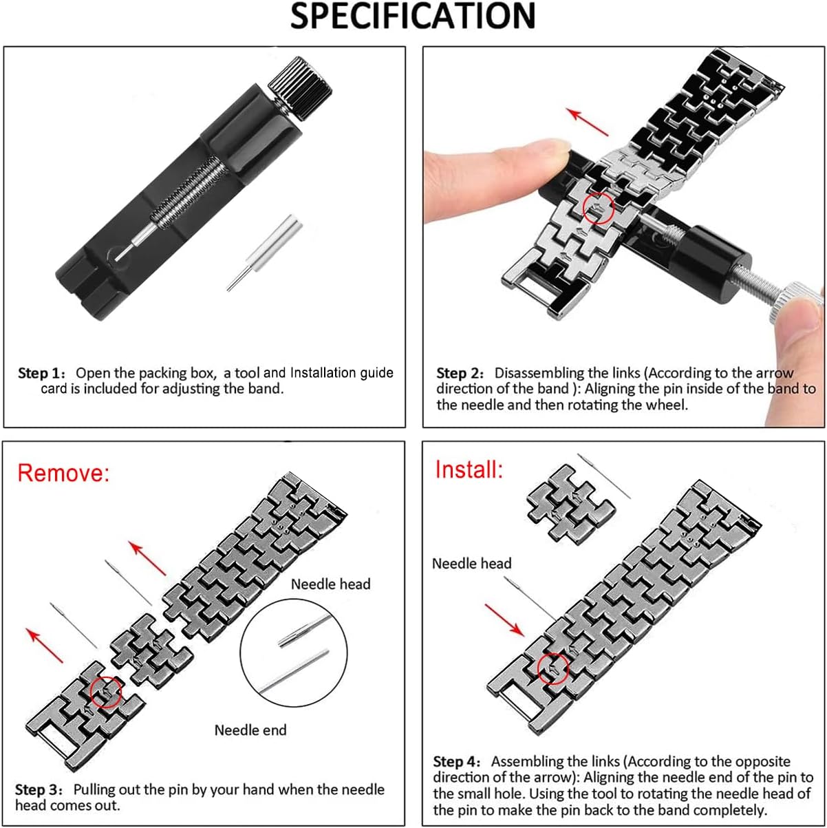 Bands Compatible with Samsung Galaxy Watch 3 (41mm), 20mm Luxury Diamond Stainless Steel Metal Bracelet with Rhinestone Bezel Ring Case Cover Replacement for Women Men - Image 7