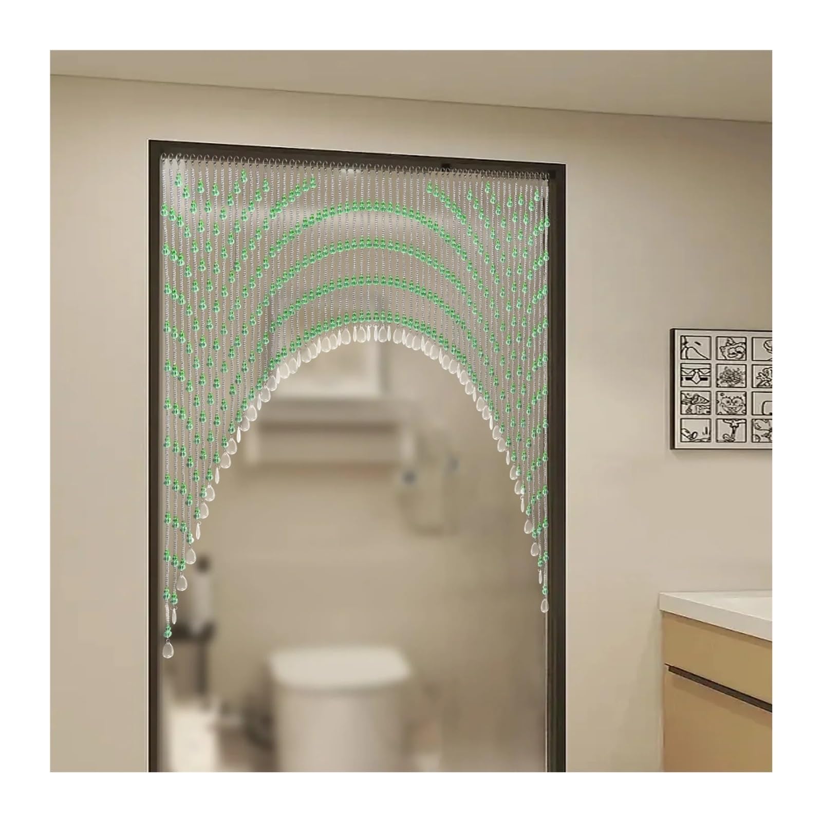 XUWEWI Beaded Curtain Hanging Door Beads Room Bead Partition Clear/Green For Doorway(Green)